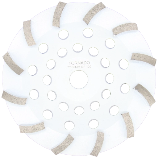 7" 180mm cup wheel 12 segment 120grit medium floor white