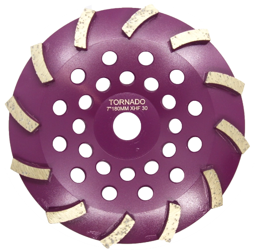 7" 180mm cup wheel 12 segment 30grit extreme hard floor purple