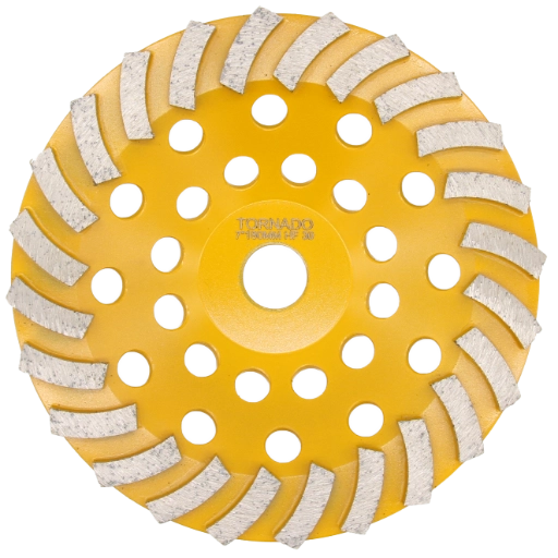 7" 180mm cup wheel 24 segment 30grit hard floor yellow