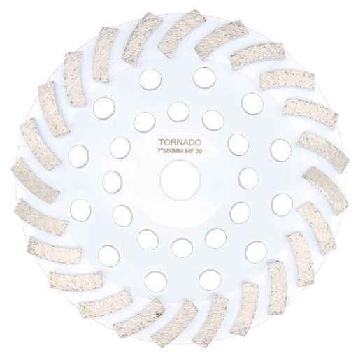 7" 180mm cup wheel 24 segment 30grit medium floor white