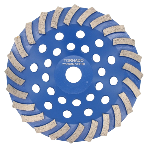 7" 180mm cup wheel 24 segment 60grit very hard floor blue