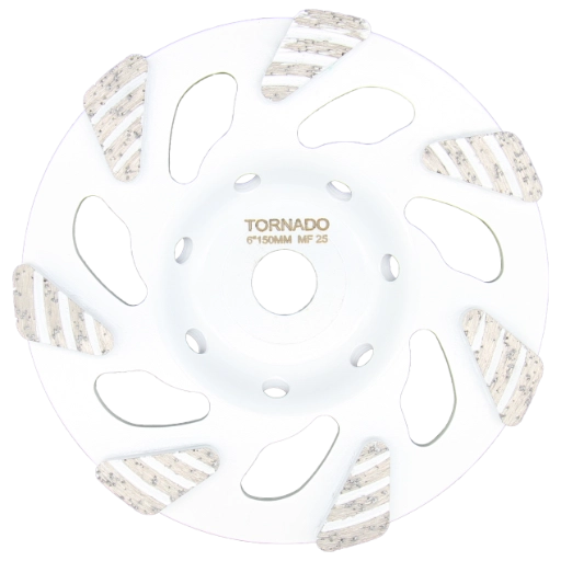 6" 150mm cup wheel tiangle shaped segmant 25grit medium floor white