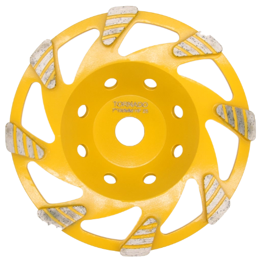 7" 178mm cup wheel 7 triangle shaped segment 25grit hard floor yellow