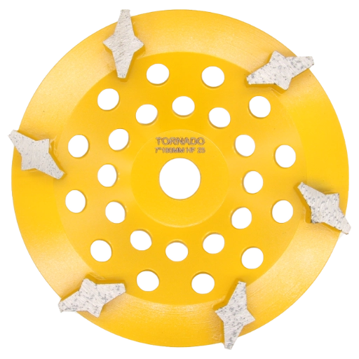 7" 178mm cup wheel 6 large diamond segment 25grit hard floor yellow