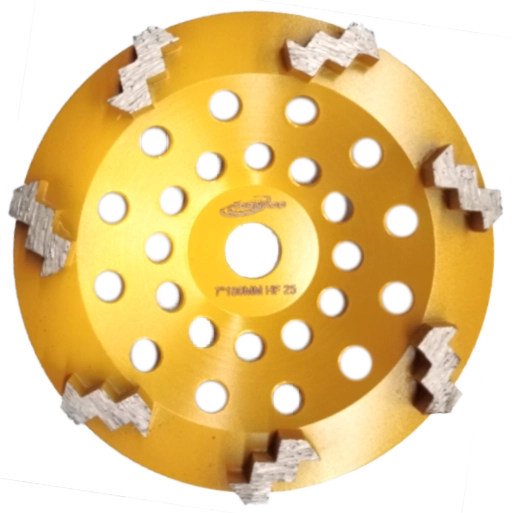 7" 178mm cup wheel 7 step segment 25grit hard floor yellow