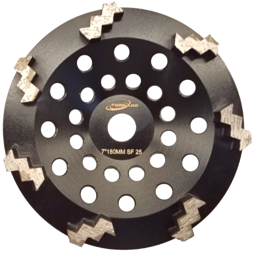 7" 178mm cup wheel 7 step segment 25grit soft floor black